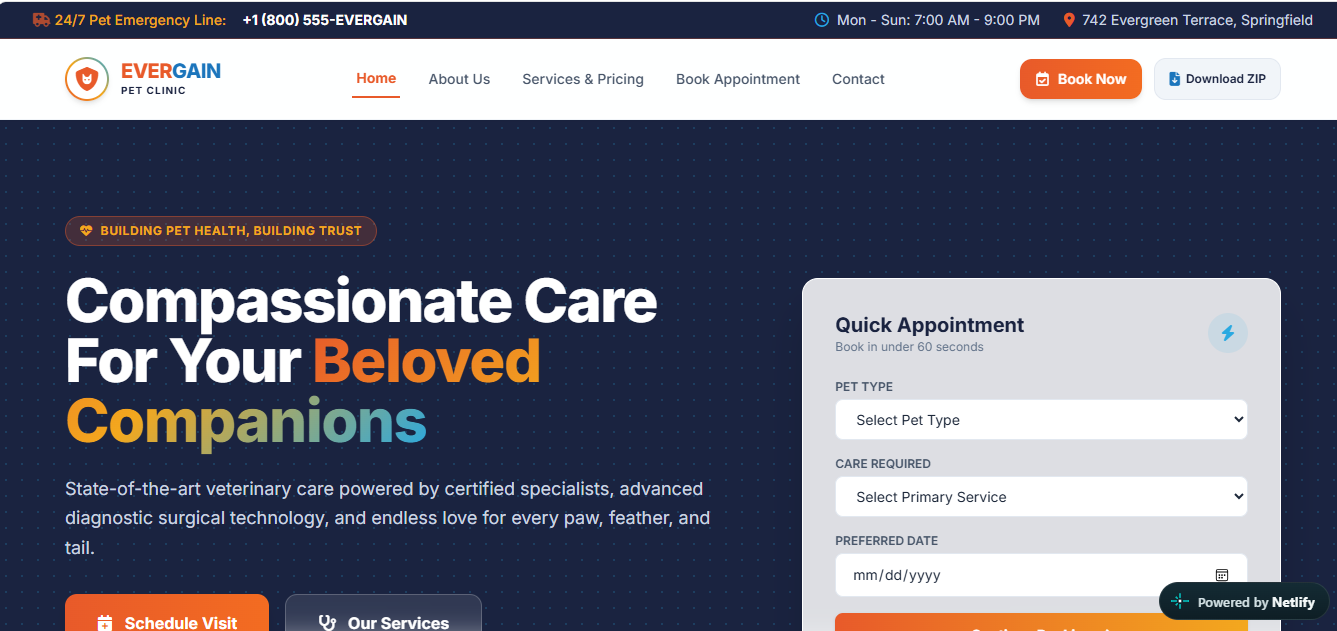 Pet Care Website Concept 2 preview